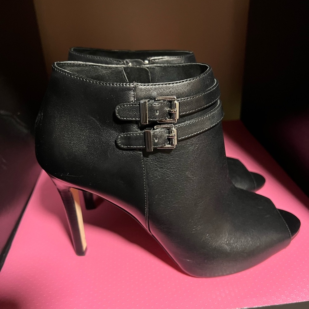 Michael Kors Black Heeled Boots with Buckle Detail